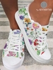 Women Casual Floral All Season Daily Flat Heel Closed Toe Rubber Lace-Up Canvas Canvas Shoes