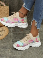 Women Casual Floral All Season Daily Slip On Low Heel Fabric Rubber Slip On Casual Shoes