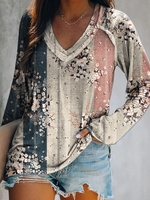 Women Casual Floral Autumn Lightweight Daily Loose Jersey Best Sell Long sleeve Tunic T-shirt