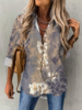 Women Casual Floral Autumn Polyester Loose Best Sell Long sleeve Regular Shirt Collar Tunic Blouse