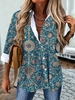 Women Casual Floral Autumn Polyester No Elasticity Daily Best Sell H-Line Regular Tunic Blouse