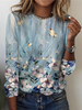 Women Casual Floral Spring Micro-Elasticity Daily Loose Crew Neck Regular Regular T-shirt