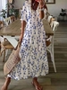 Women Casual Floral Spring Polyester V neck No Elasticity Daily Long Best Sell Dresses