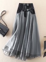 Women Casual Floral Spring/Fall Chiffon No Elasticity Daily Maxi A-Line Regular Skirts