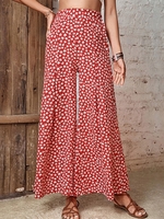 Women Casual Floral Spring/Fall Lightweight No Elasticity Daily Loose Wide leg pants H-Line Pants