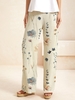 Women Casual Floral Spring/Fall Linen Zipper Daily Long H-Line No Pants