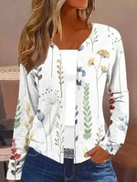 Women Casual Floral Spring/Fall Natural Daily Long Sleeve H-Line Regular FF Kimonos