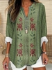 Women Casual Floral Spring/Fall No Elasticity Daily Loose Long Sleeve Regular Notched Shirts