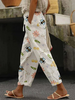Women Casual Floral Spring/Fall Polyester No Elasticity Loose Long Regular Pocket Stitching Pants