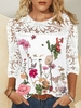 Women Casual Floral Spring/Fall Vacation Loose Lace Long Sleeve H-Line Regular Shirts