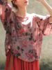 Women Casual Floral Summer Commuting Cotton And Linen Half Sleeve Regular O-Line Regular Shirts
