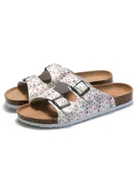Women Casual Floral Summer Commuting Round Toe PU Pu Slide Sandals Slip On Slide Sandals