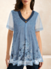Women Casual Floral Summer Cotton No Elasticity Daily Lace Regular H-Line T-shirts