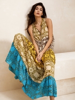 Women Casual Floral Summer Cotton V neck No Elasticity Daily Loose Maxi Dresses