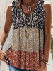 Women Casual Floral Summer Daily Loose Crew Neck H-Line Regular CR Tank Tops
