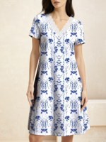 Women Casual Floral Summer High Elasticity Short Sleeve Regular Lace Edge Lace Collar No Dresses