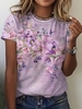 Women Casual Floral Summer Jersey Short sleeve Crew Neck Regular Regular Medium Elasticity T-shirt