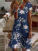 Women Casual Floral Summer Loose Jersey Short Short sleeve Regular GC Dresses
