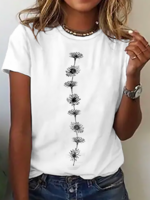 Women Casual Floral Summer Loose Standard Crew Neck Regular DL PEC T-shirts