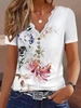 Women Casual Floral Summer Micro-Elasticity Loose Jersey Standard Short sleeve Regular Shirts