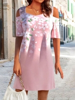 Women Casual Floral Summer Natural Micro-Elasticity Daily Jersey Skirt Regular Dresses