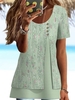 Women Casual Floral Summer Natural Micro-Elasticity Daily Regular H-Line Regular Shirts