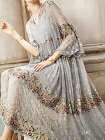 Women Casual Floral Summer No Elasticity Loose Lace H-Line Regular No Dresses