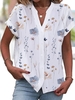 Women Casual Floral Summer Polyester Buttoned Micro-Elasticity Daily Loose Regular Blouses