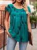 Women Casual Floral Summer Polyester Daily Loose Short Sleeve Crew Neck Regular Shirts