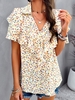 Women Casual Floral Summer Polyester Daily Loose Short Sleeve Regular Regular Shirts