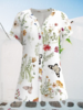 Women Casual Floral Summer Polyester No Elasticity Daily Loose Short Sleeve Regular Blouses
