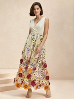 Women Casual Floral Summer Polyester V neck Natural No Elasticity Maxi H-Line Dresses
