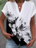Women Casual Floral Summer Viscose No Elasticity Daily Short Sleeve Regular Shirt Collar Blouses
