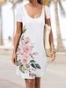 Women Casual green floral Summer Natural Household Loose Midi Short sleeve Crew Neck Dresses