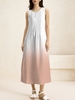 Women Casual Ombre Summer Cotton Natural Loose Maxi H-Line Regular Dresses