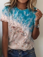 Women Casual Ombre Summer Loose Best Sell Short sleeve H-Line Regular Medium Elasticity T-shirts