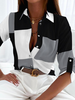 Women Casual Plaid Spring No Elasticity Loose Regular H-Line Buckle Shirt Collar Blouse