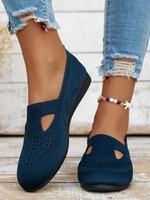 Women Casual Plain All Season Commuting Fabric Profit Rubber Slip On Deep Mouth Shoes Flats