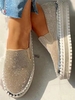 Women Casual Plain All Season Commuting Rhinestone Slip On Low Heel Pu Rubber Casual Shoes