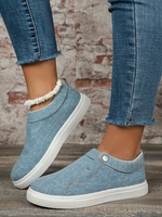 Women Casual Plain All Season Daily Flat Heel Canvas Fabric Rubber Slip On Canvas Shoes