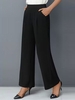 Women Casual Plain All Season Daily Loose Ankle Pants Straight pants Regular Pocket Stitching Pants