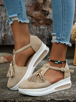 Women Casual Plain All Season Daily Low Heel Round Toe Pu Rubber Sports Sandals Casual Shoes