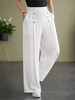 Women Casual Plain All Season High Waist Daily Loose Wide leg pants H-Line Regular Pants