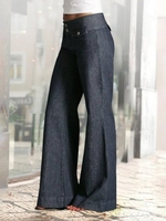 Women Casual Plain All Season High Waist No Elasticity Straight pants Long Regular NL Pants