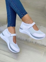 Women Casual Plain All Season Hook and Loop Daily Slip On Low Heel Fabric Rubber Casual Shoes
