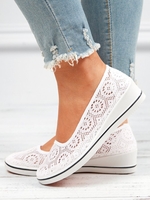 Women Casual Plain All Season Non-Slip Low Heel Lace Fabric Rubber Best Sell Shallow Shoes