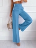 Women Casual Plain All Season Polyester Commuting Straight pants H-Line Buckle EC Fashion Pants