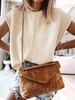 Women Casual Plain Autumn Daily Loose Cap Sleeve Crew Neck Yarn/Wool yarn H-Line Sweaters
