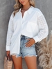 Women Casual Plain Autumn Lightweight No Elasticity Loose Lace Long sleeve Regular Size Blouse