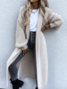 Women Casual Plain Autumn Micro-Elasticity Daily Standard Mid-long H-Line Regular Sweater coat